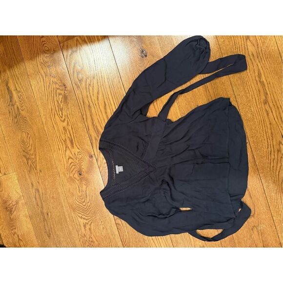 Ann Taylor Navy Long Sleeve Wrap Blouse – Size S - Picture 6 of 6